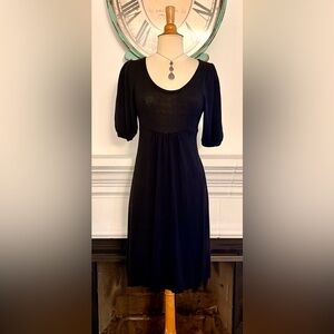 Lapis Black Empire Waist Dress